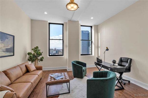 Home Office, Interior, Living room, Recessed Lighting, Wood Texture Flooring