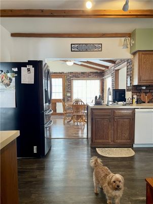 Dining room, Interior, Kitchen, Wooden Beams, Wood Texture Flooring