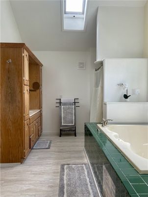 Bathroom, Interior, Tile Countertops, Wood Texture Flooring