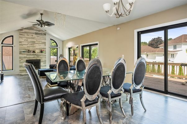 Dining room, Fireplace, Interior, Stone Walls