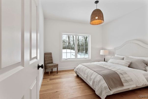 Bedroom, Interior, Pendant Lights, Wood Texture Flooring