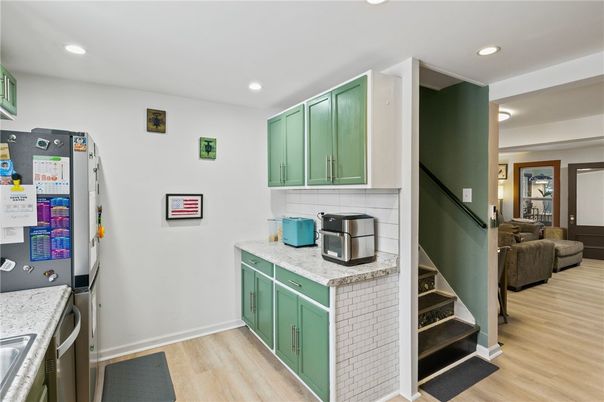 Interior, Kitchen, Recessed Lighting, Wood Texture Flooring