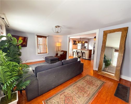 Dining room, Interior, Kitchen, Living room, Pendant Lights, Wood Texture Flooring