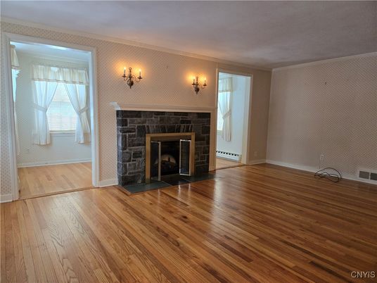 Empty room, Fireplace, Interior, Wood Texture Flooring