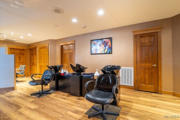 Home Office, Interior, Recessed Lighting, Wood Texture Flooring