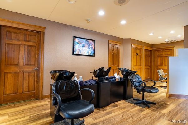 Home Office, Interior, Recessed Lighting, Wood Texture Flooring