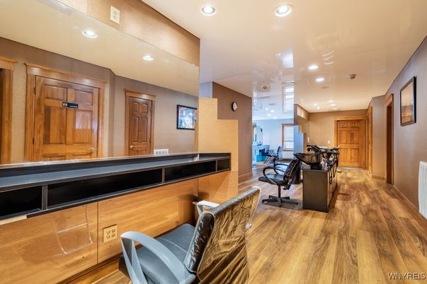 Home Office, Interior, Recessed Lighting, Wood Texture Flooring