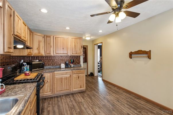 Interior, Kitchen, Recessed Lighting, Wood Texture Flooring