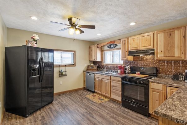 Interior, Kitchen, Recessed Lighting, Wood Texture Flooring
