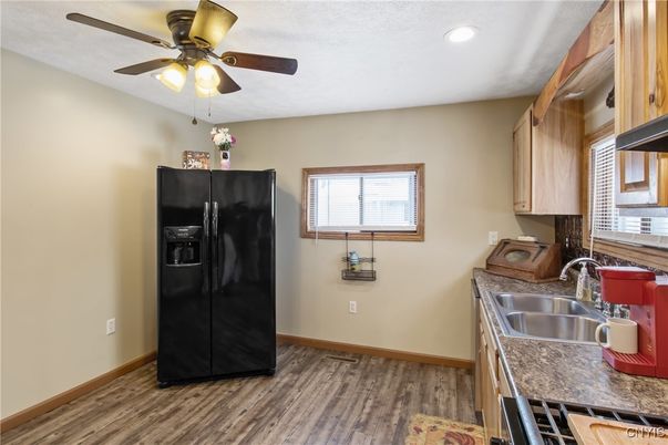 Interior, Kitchen, Recessed Lighting, Wood Texture Flooring