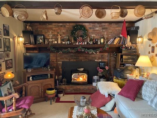 Fireplace, Interior, Living room, Stone Walls