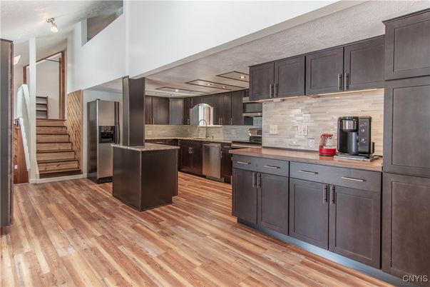 Interior, Kitchen, Stainless Steel Appliances, Wood Texture Flooring