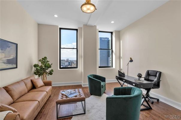 Home Office, Interior, Living room, Recessed Lighting, Wood Texture Flooring