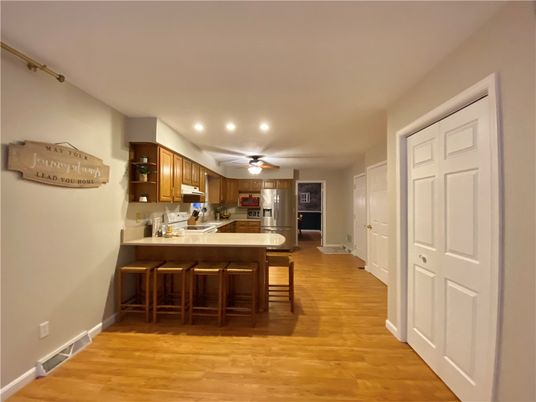 Interior, Kitchen, Recessed Lighting, Wood Texture Flooring
