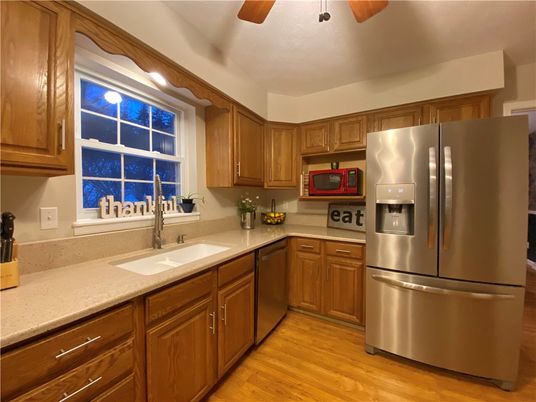 Interior, Kitchen, Stainless Steel Appliances, Wood Texture Flooring