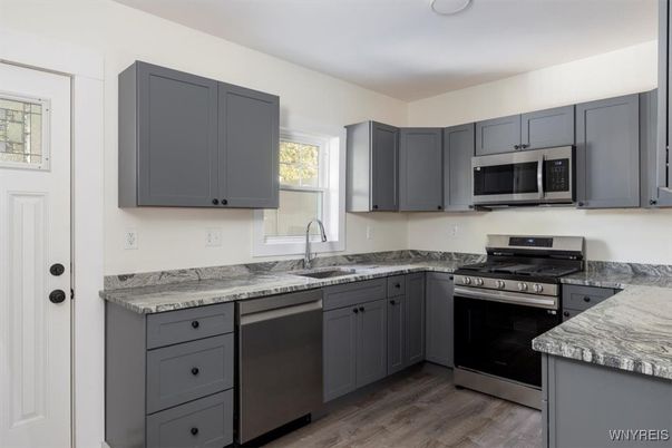 Interior, Kitchen, Stainless Steel Appliances, Wood Texture Flooring