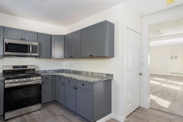 Interior, Kitchen, Stainless Steel Appliances, Wood Texture Flooring