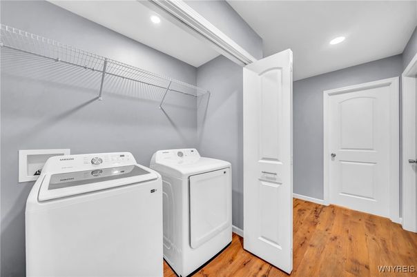 Interior, Recessed Lighting, Utility Closets, Washer, Wood Texture Flooring