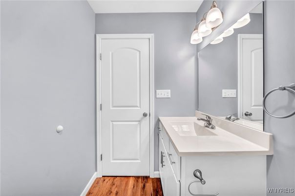 Bathroom, Dual Sink Vanities, Interior, Wood Texture Flooring