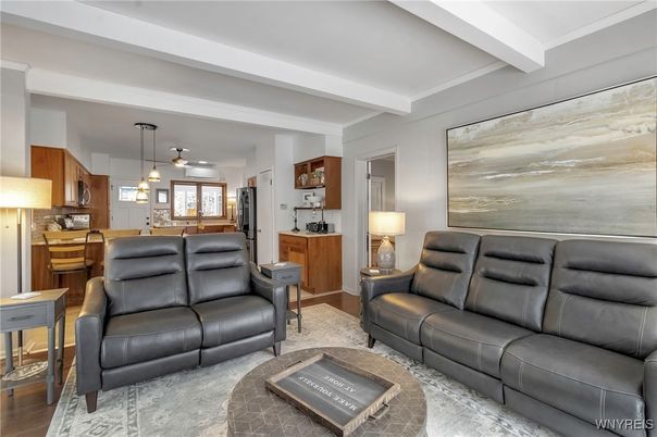 Interior, Kitchen, Living room, Pendant Lights, Wood Texture Flooring