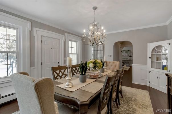 Chandelier, Dining room, Interior, Wood Texture Flooring