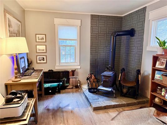 Interior, Stone Walls, Wood Texture Flooring