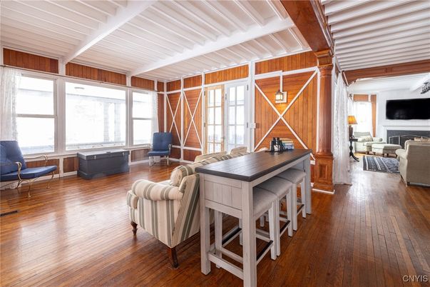 Fireplace, Interior, Living room, Wood Texture Flooring, Wooden Walls