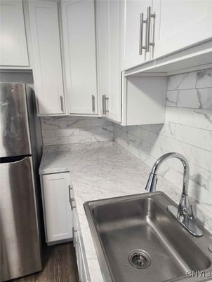 Interior, Kitchen, Marble Walls, Wood Texture Flooring