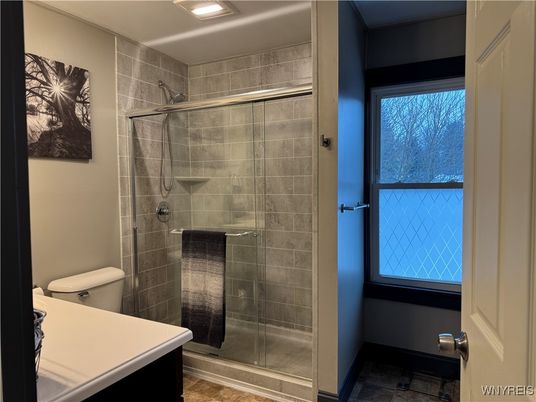 Bathroom, Glass Shower, Interior, Recessed Lighting
