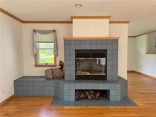 Fireplace, Interior, Recessed Lighting, Wood Texture Flooring
