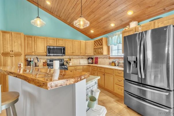 Interior, Kitchen, Pendant Lights, Recessed Lighting, Wooden Ceilings
