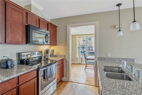 Interior, Kitchen, Pendant Lights, Wood Texture Flooring