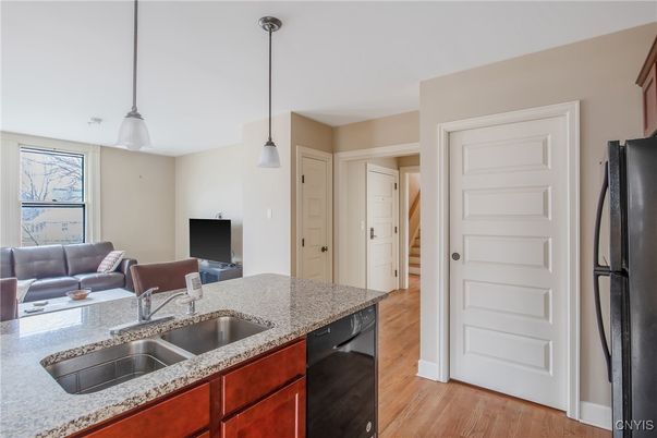Interior, Kitchen, Pendant Lights, Wood Texture Flooring