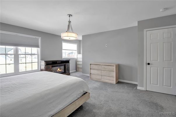 Bedroom, Fireplace, Interior, Pendant Lights