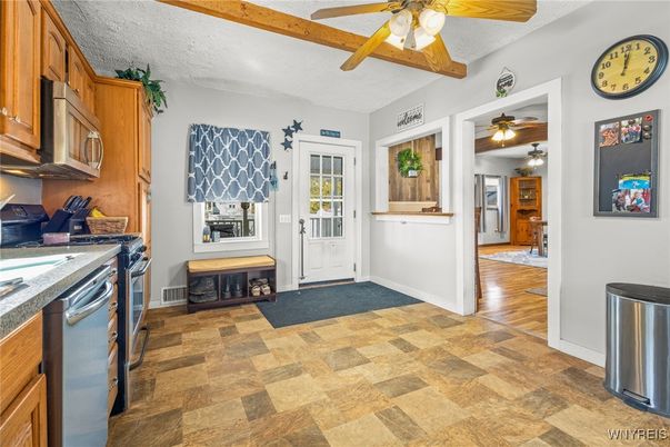 Interior, Kitchen, Wooden Beams, Wood Texture Flooring