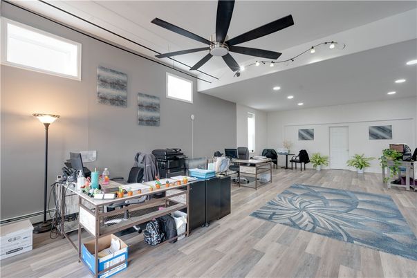 Home Office, Interior, Recessed Lighting, Wood Texture Flooring