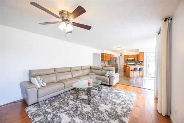 Interior, Kitchen, Living room, Stainless Steel Appliances, Wood Texture Flooring