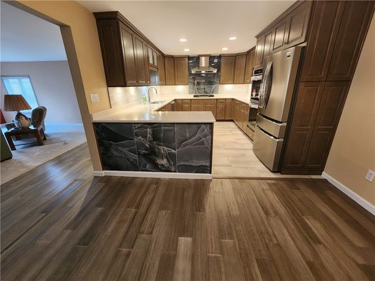 Interior, Kitchen, Recessed Lighting, Wood Texture Flooring