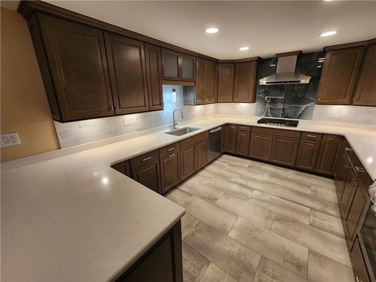 Interior, Kitchen, Recessed Lighting, Wood Texture Flooring