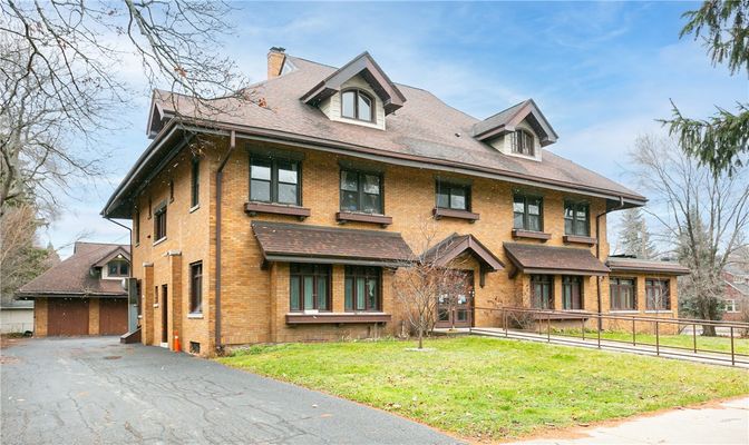 Exterior, Facade, Brick Facade, American Foursquare