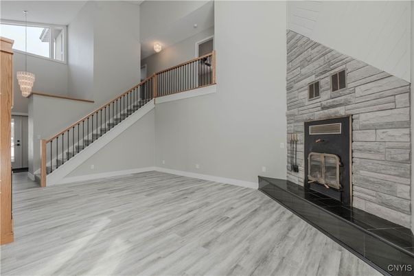 Fireplace, Interior, Pendant Lights, Wood Texture Flooring, Wooden Walls