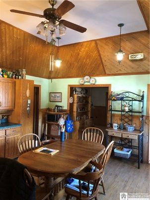 Dining room, Interior, Pendant Lights, Wooden Ceilings, Wood Texture Flooring