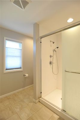 Bathroom, Glass Shower, Interior, Recessed Lighting