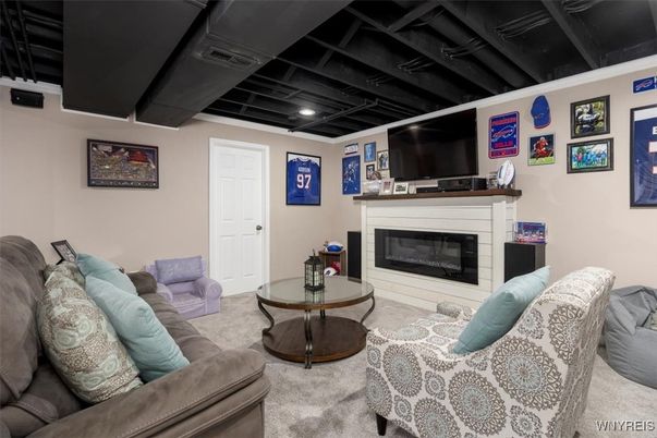 Fireplace, Interior, Living room, Recessed Lighting