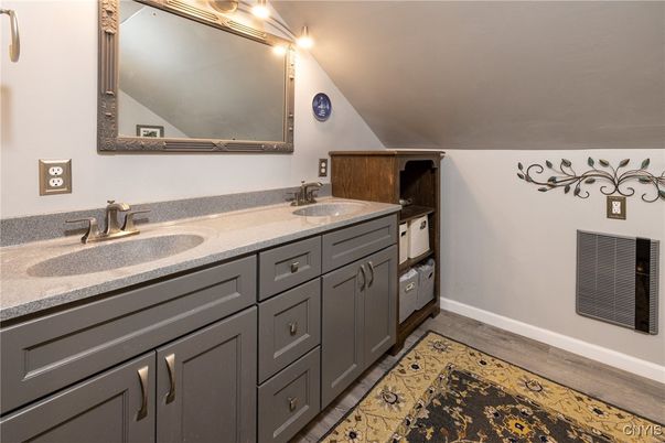 Bathroom, Dual Sink Vanities, Interior, Wood Texture Flooring