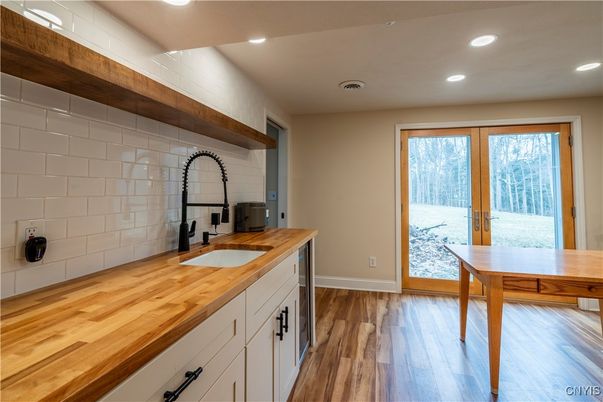 Interior, Kitchen, Recessed Lighting, Wood Texture Flooring