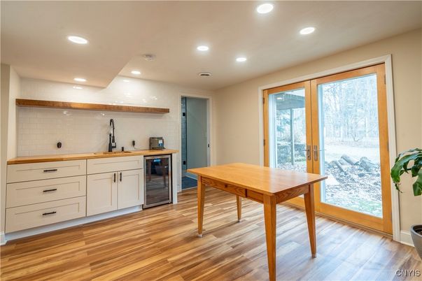 Interior, Kitchen, Recessed Lighting, Wood Texture Flooring