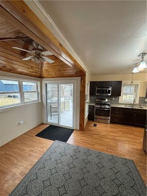 Interior, Kitchen, Stainless Steel Appliances, Wood Texture Flooring