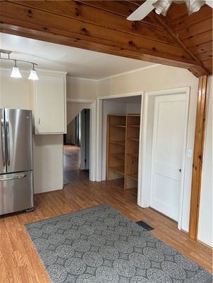 Interior, Kitchen, Stainless Steel Appliances, Wooden Ceilings, Wood Texture Flooring