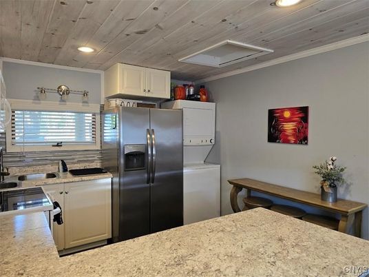 Interior, Kitchen, Recessed Lighting, Stainless Steel Appliances, Washer, Wooden Ceilings